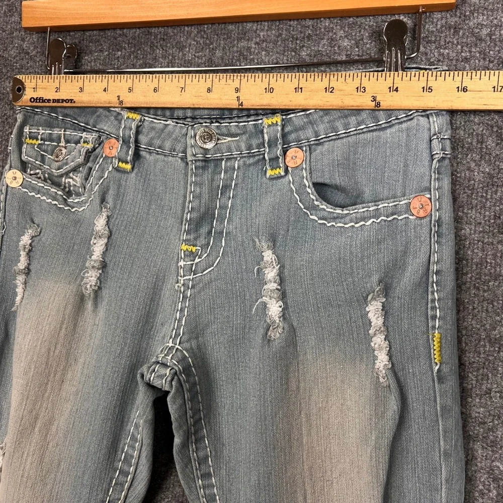 True Religion Skinny Jeans women 32 Blue Distressed Made In USA